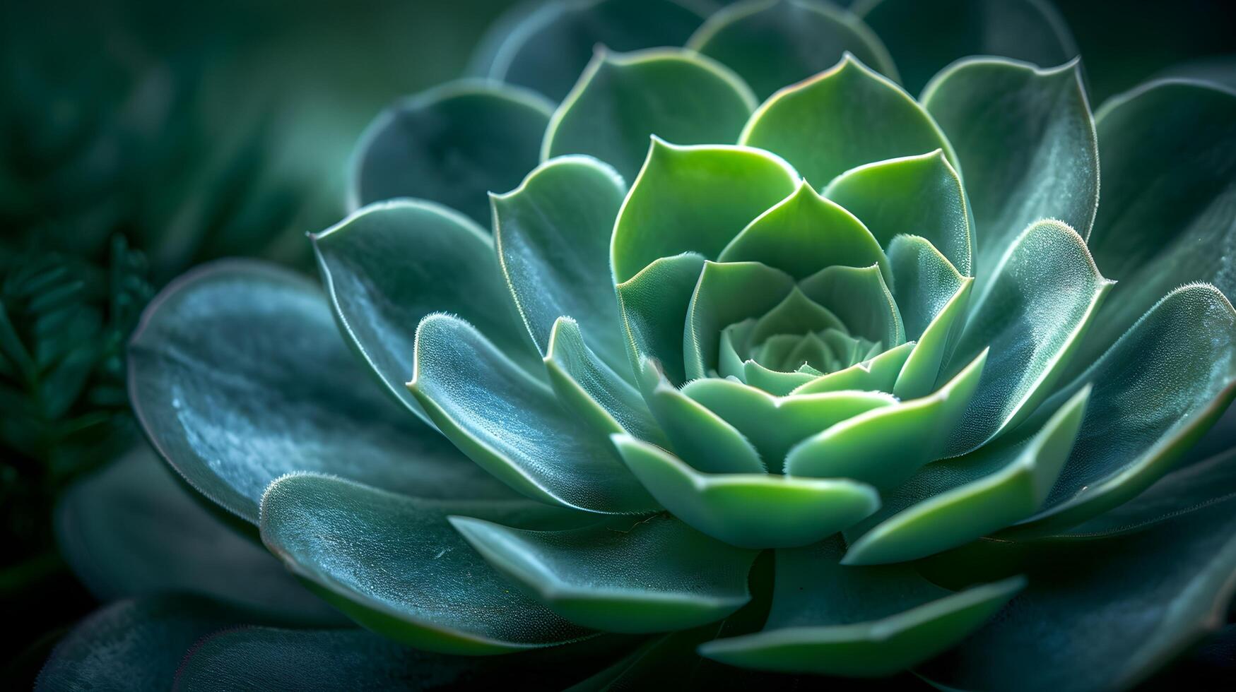 AI generated A mesmerizing macro capture of a green succulent plant photo