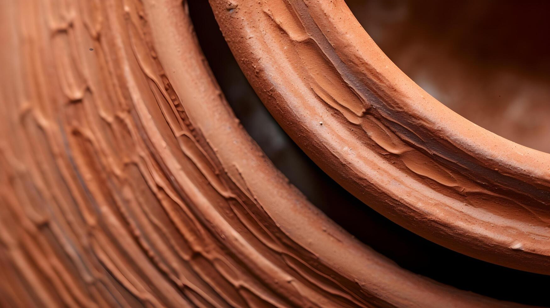 AI generated closeup shot of a clay pot's detailed raw and organic feel of the material texture photo