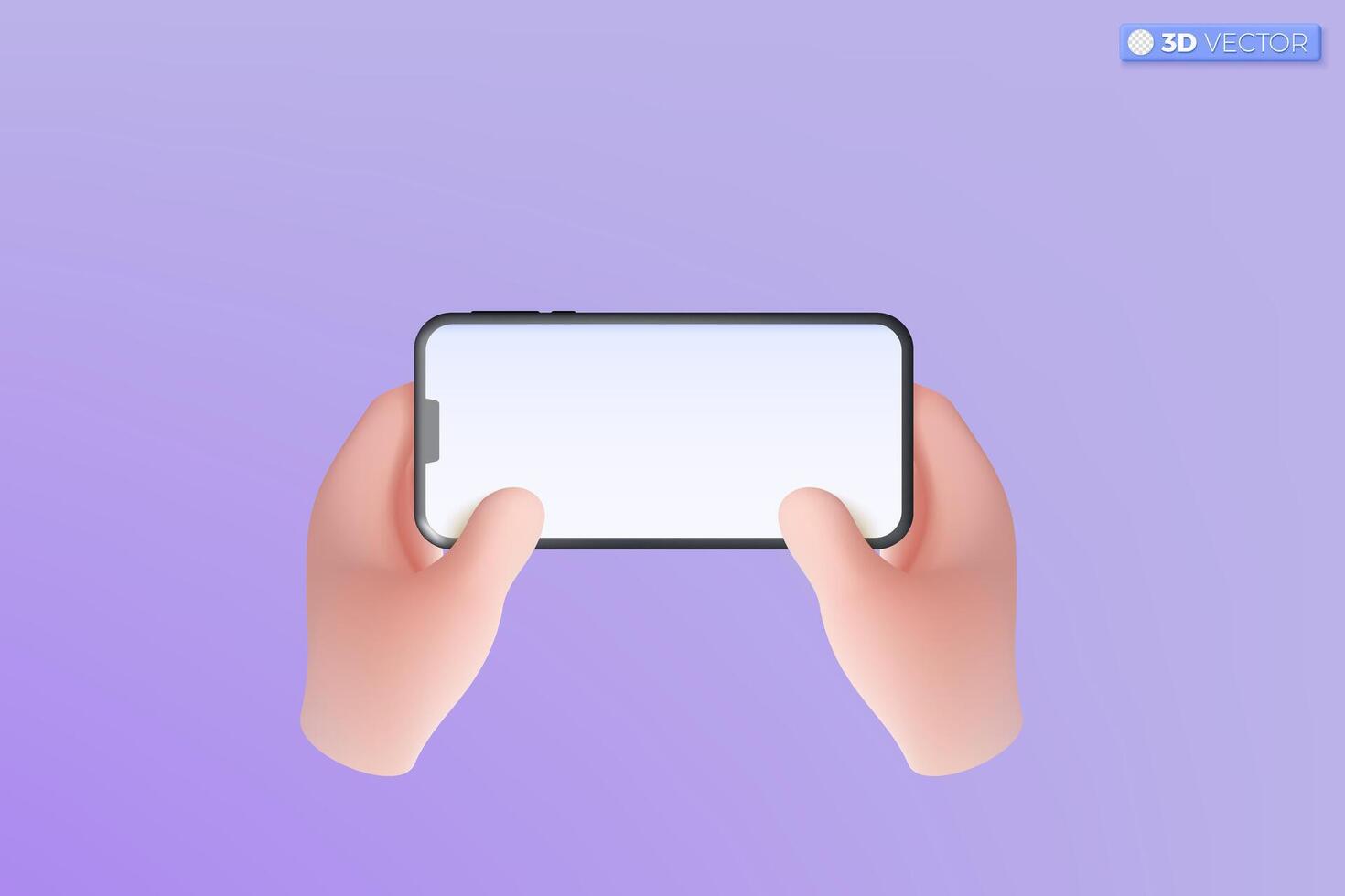 3d hand holding mobile phone icon symbol. Realistic smartphone with empty screen, Phone mockup. Editable device mobile template concept. 3D vector isolated illustration, Cartoon pastel Minimal style.