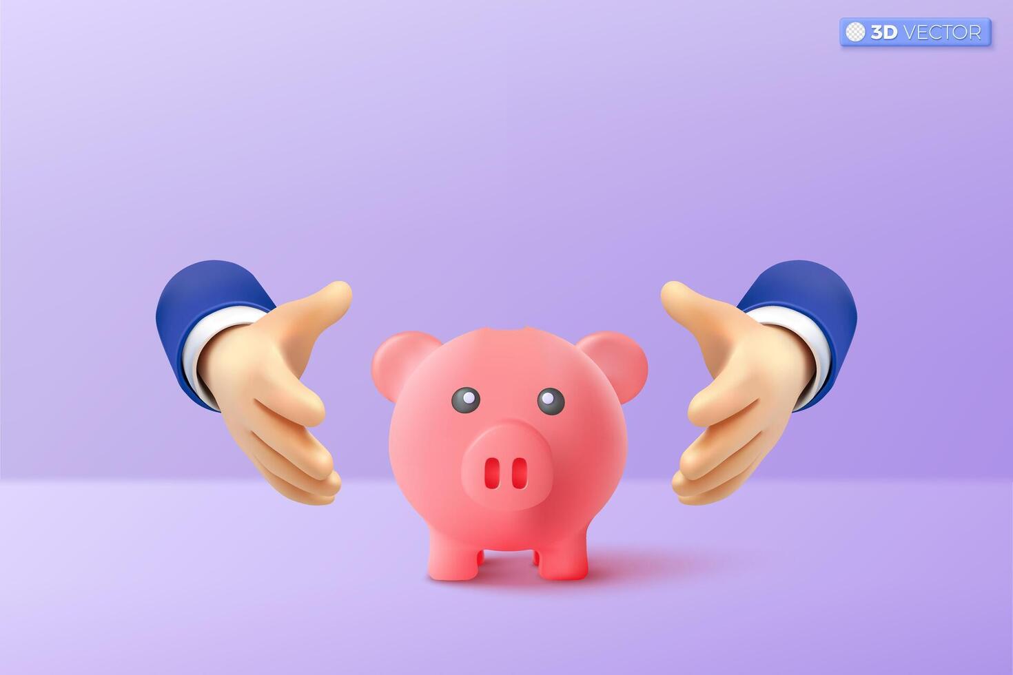 3d hand shielding protect piggy bank icon symbol. protect money from inflation or economic crisis. insurance, wealth management concept, 3D vector isolated illustration. Cartoon pastel Minimal style.