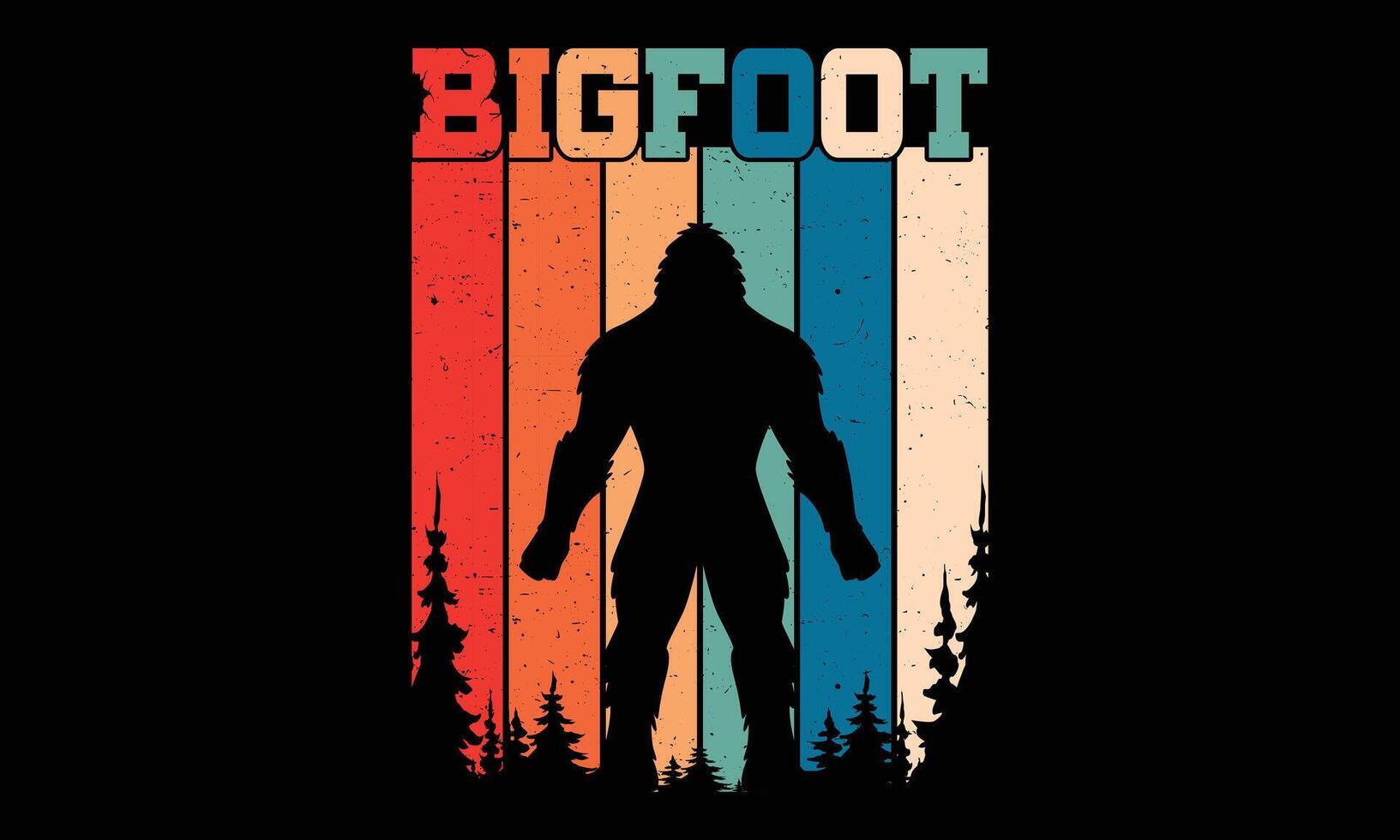 Bigfoot Typography T-shirt design vector print template.