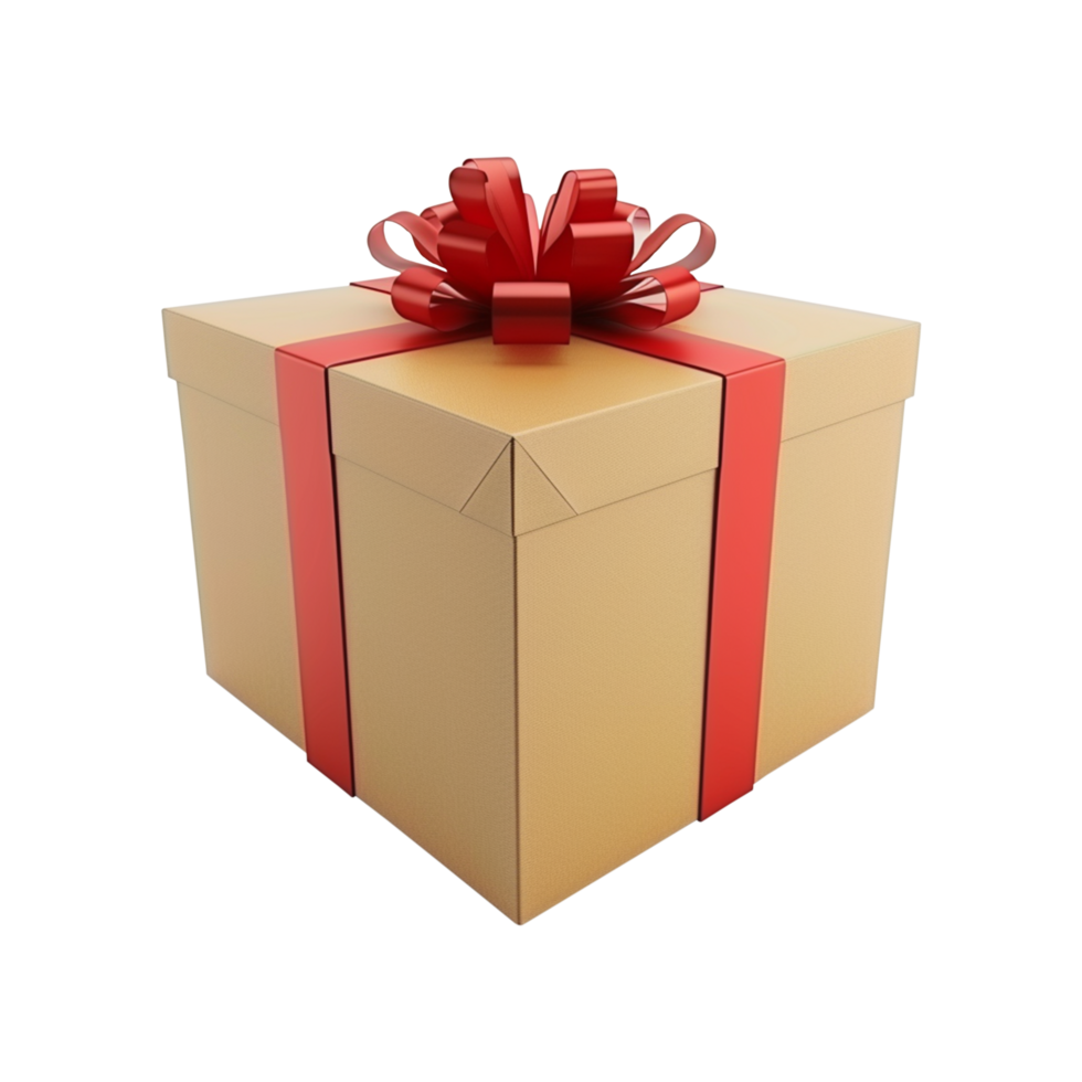 AI generated gift box with a red ribbon isolated on transparent background png