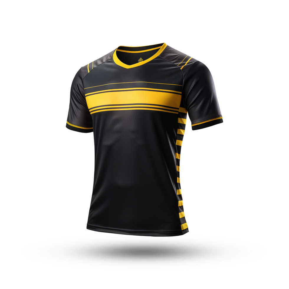 AI generated black and yellow jersey shirt mockup isolated background png