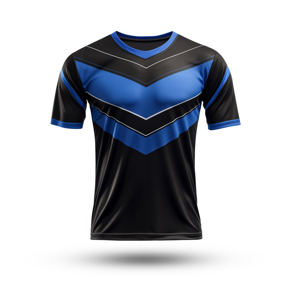 AI generated a blue and black sports shirt mockup isolated background png