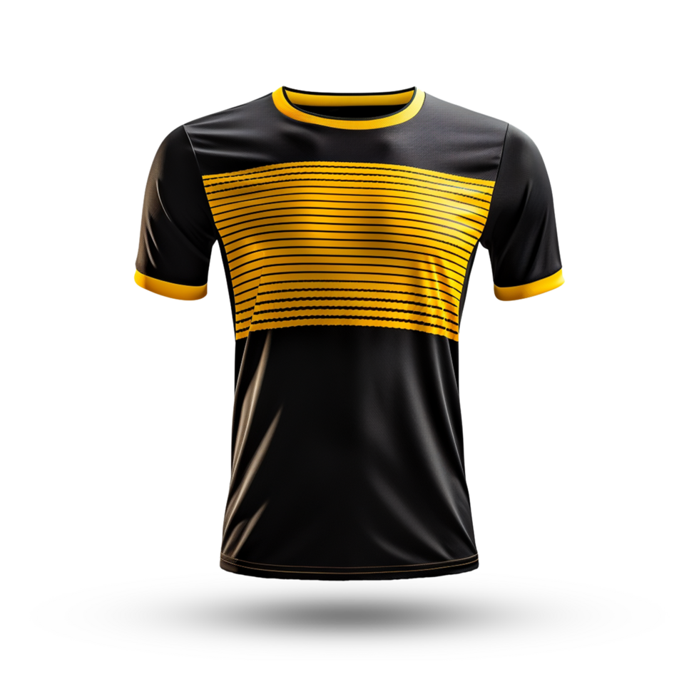 AI generated black and yellow jersey shirt mockup isolated background png