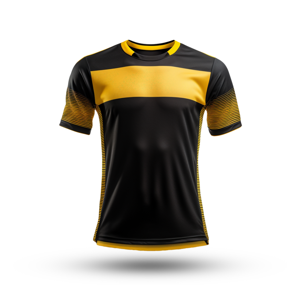 AI generated black and yellow jersey shirt mockup isolated background png