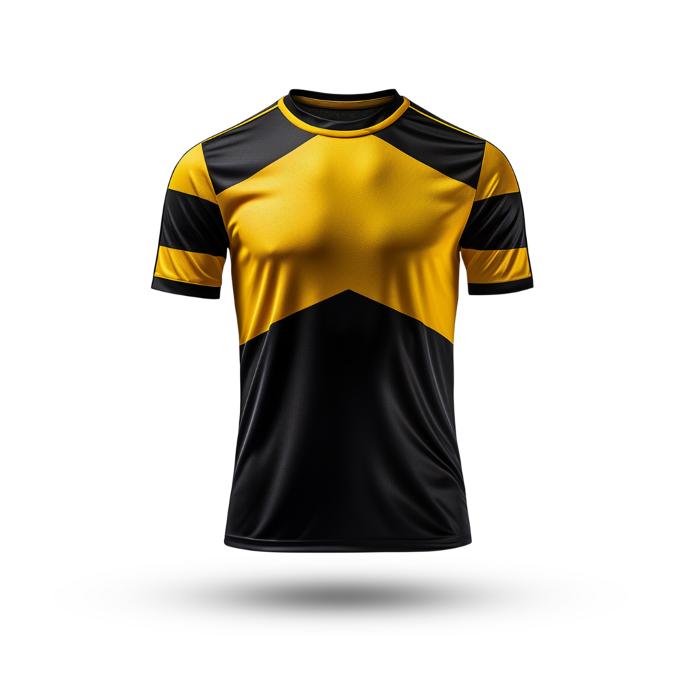 AI generated black and yellow jersey shirt mockup isolated background png