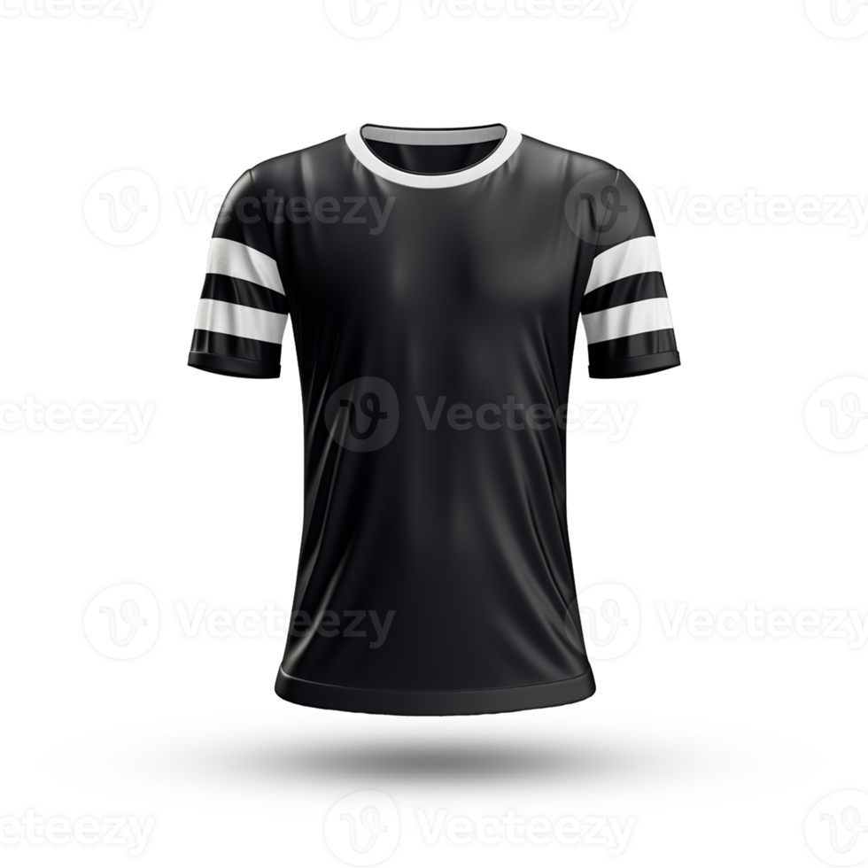 ai generado un negro y blanco fútbol jersey Bosquejo en un transparente antecedentes png
