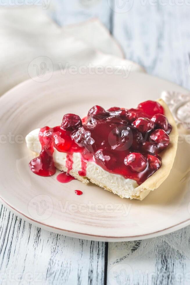 Tart with cream cheese and cherries photo