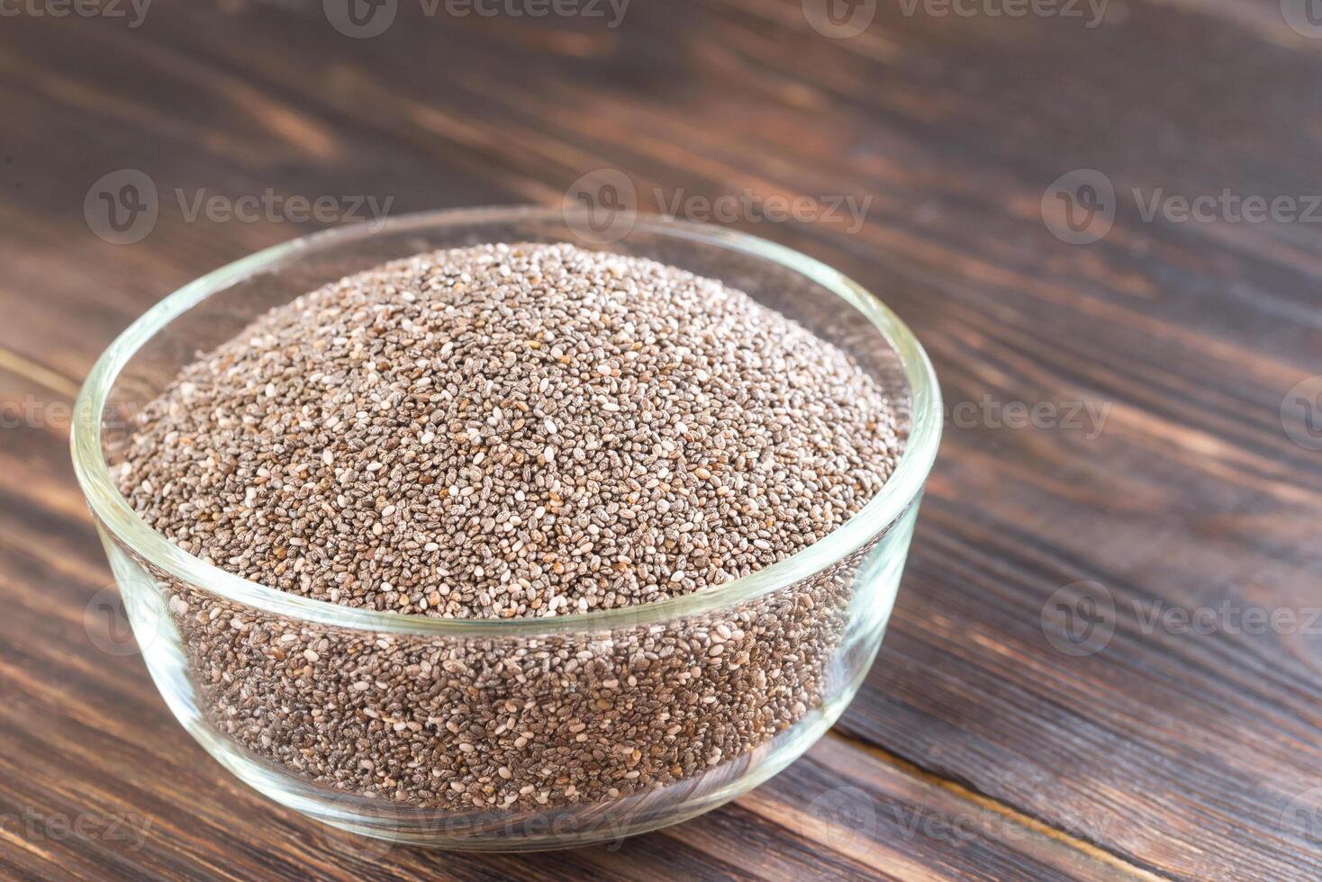Glass bowl of chia seeds photo