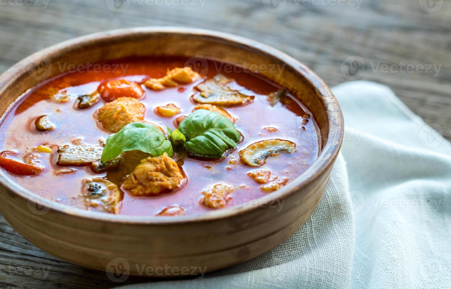Thai red chicken curry photo