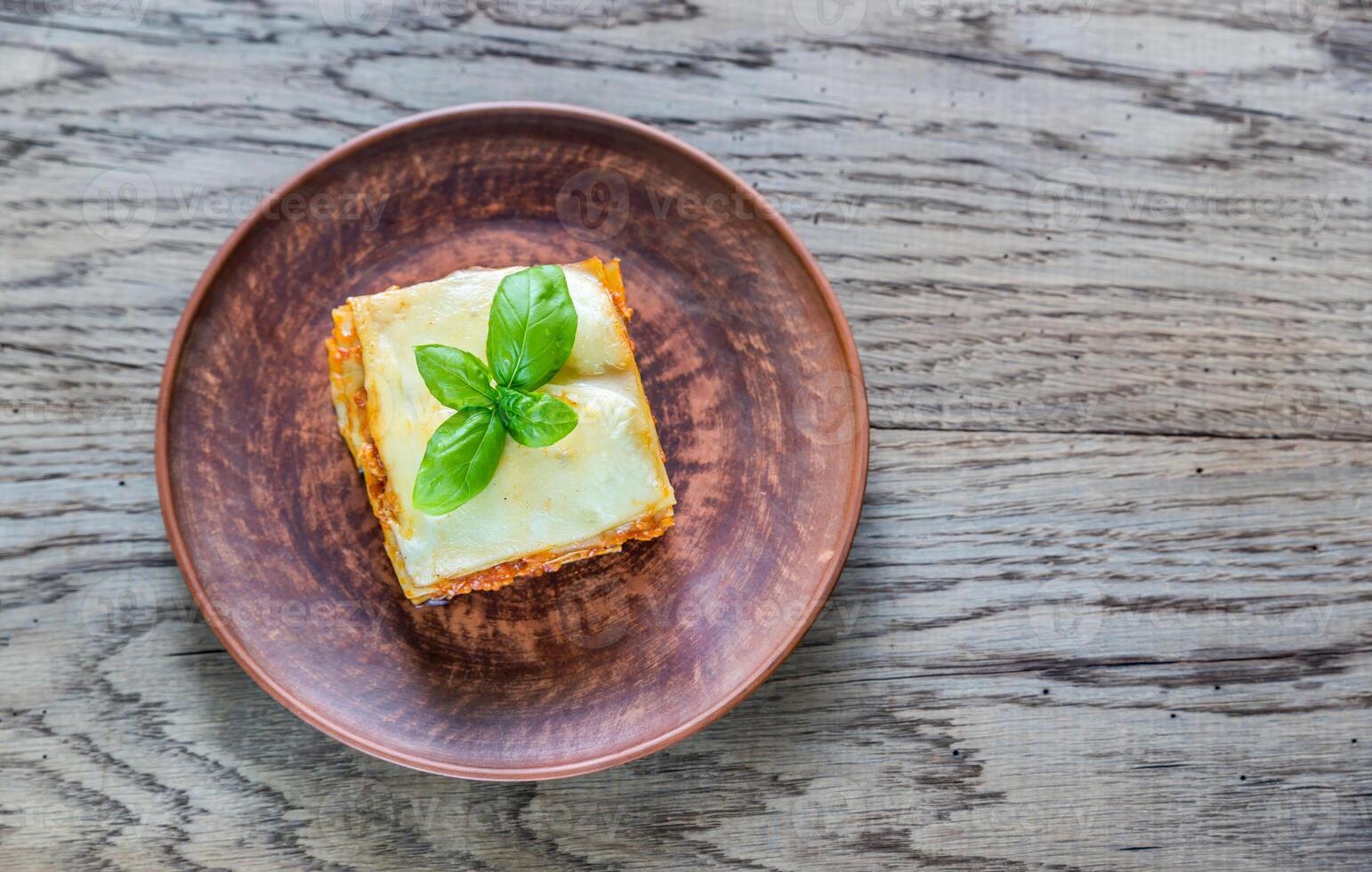 Portion of classic lasagne photo