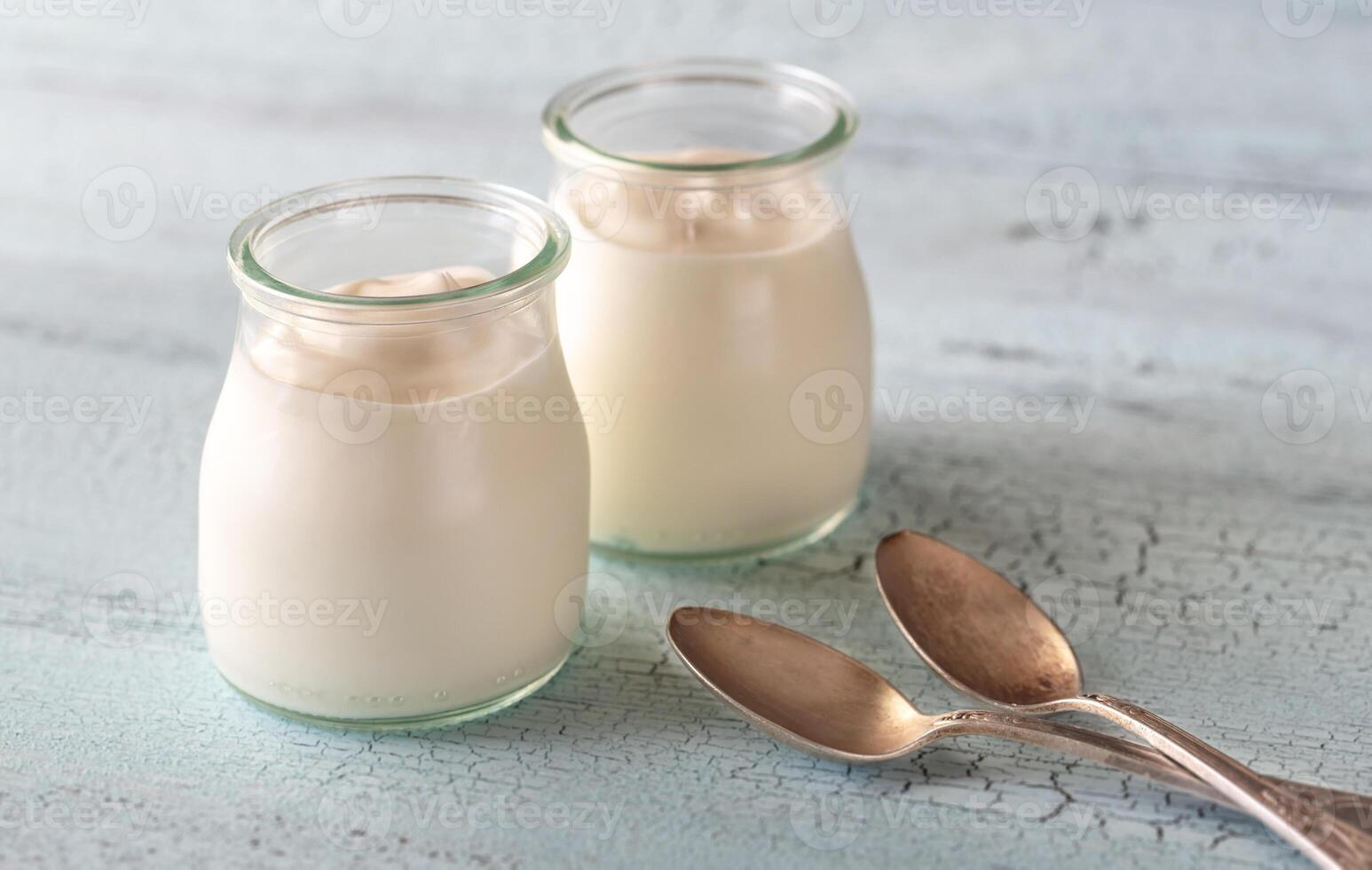 Two jars of Greek yogurt photo