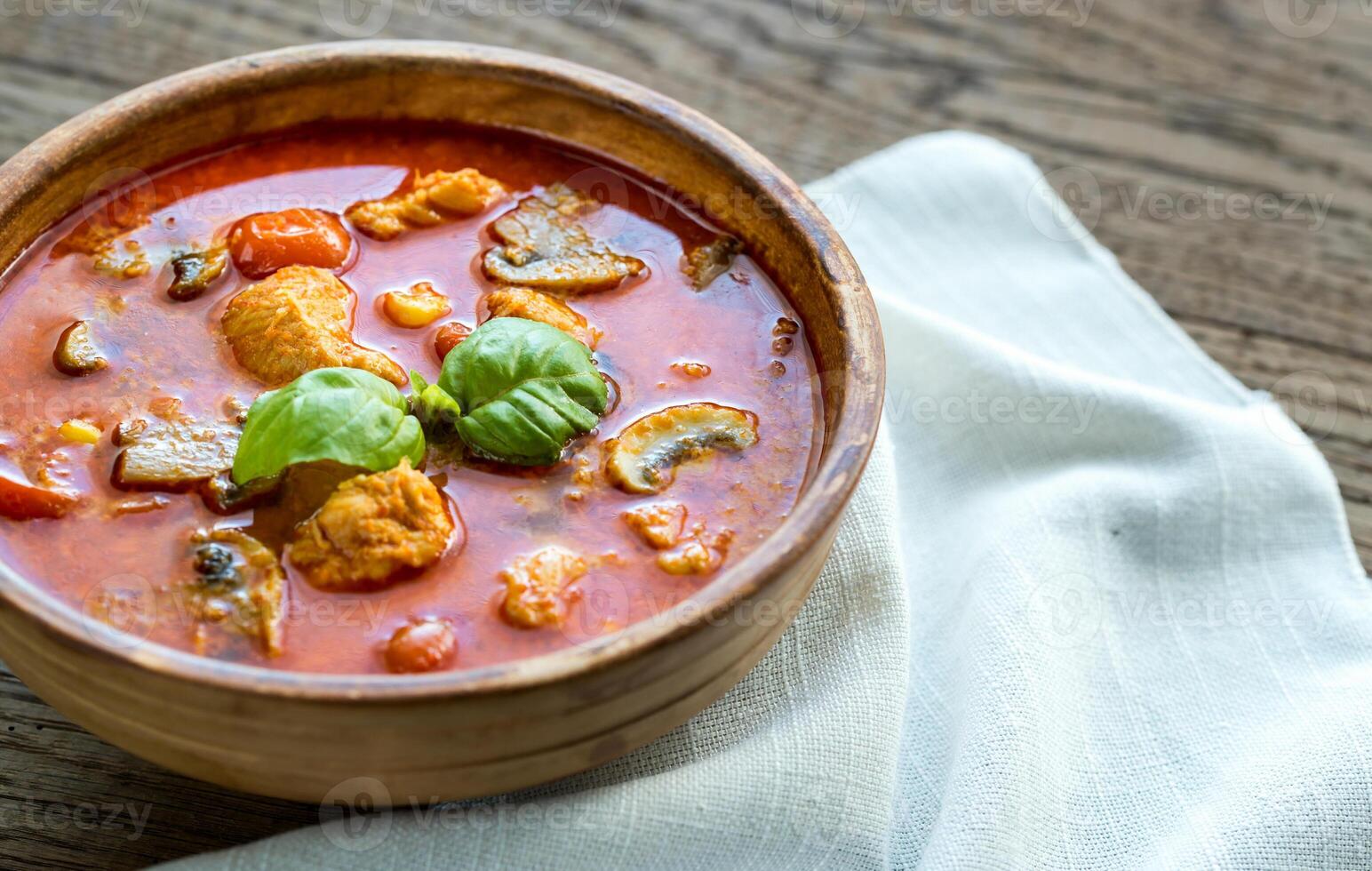 Thai red chicken curry photo