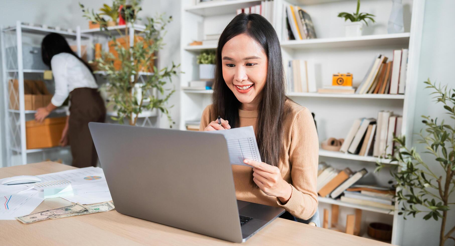 Accountant Or Auditor working With computer in office photo