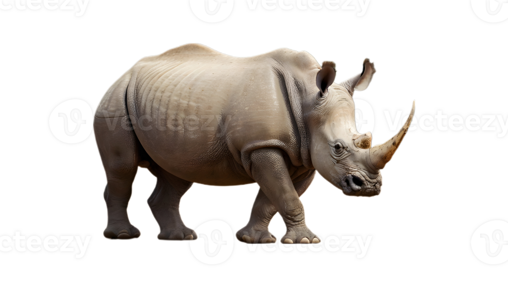 AI generated a rhino is standing on a transparent background. png