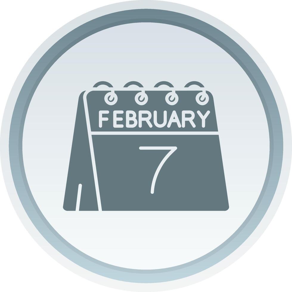 7th of February Solid button Icon vector