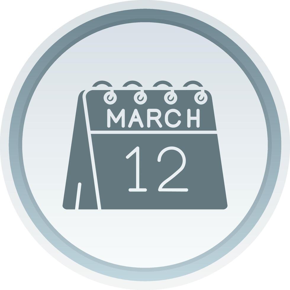 12th of March Solid button Icon vector