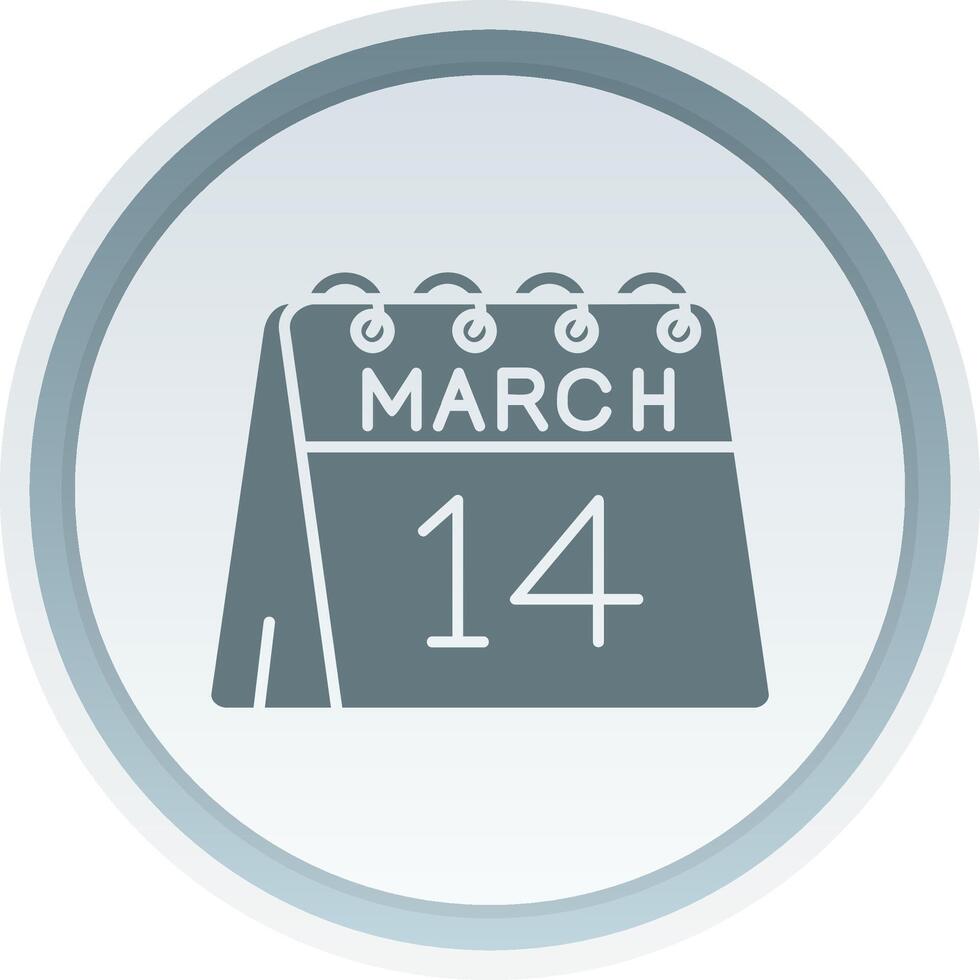 14th of March Solid button Icon vector