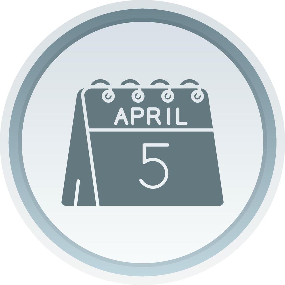 5th of April Solid button Icon vector