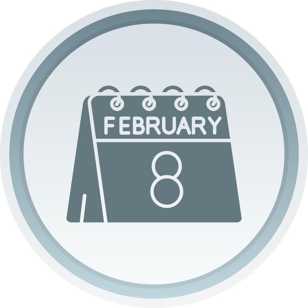 8th of February Solid button Icon vector