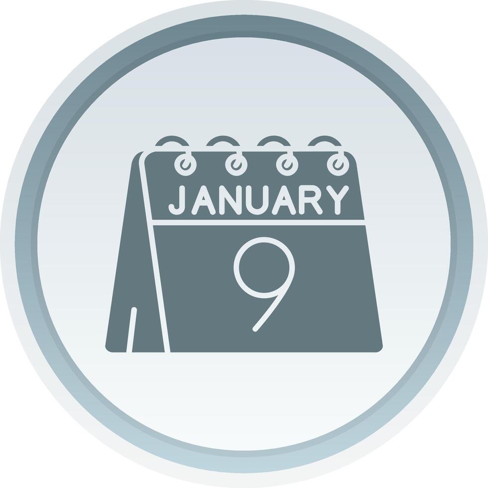 9th of January Solid button Icon vector