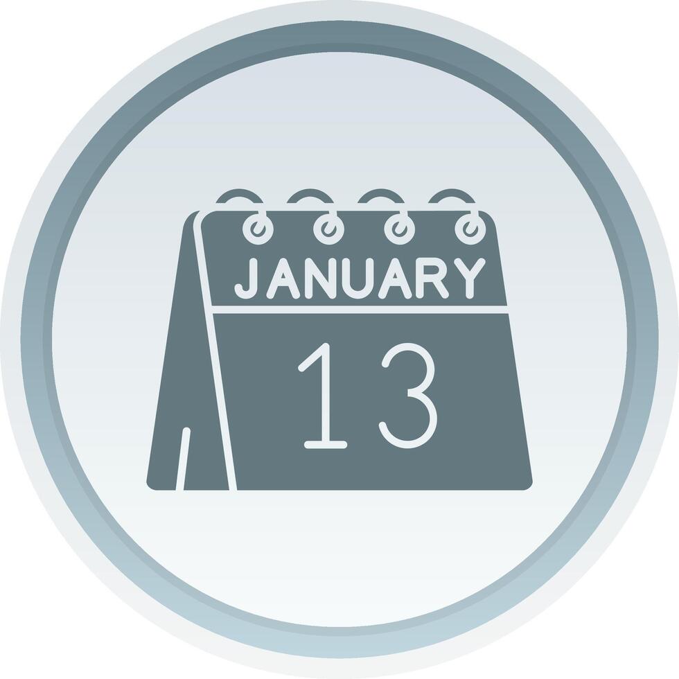 13th of January Solid button Icon vector