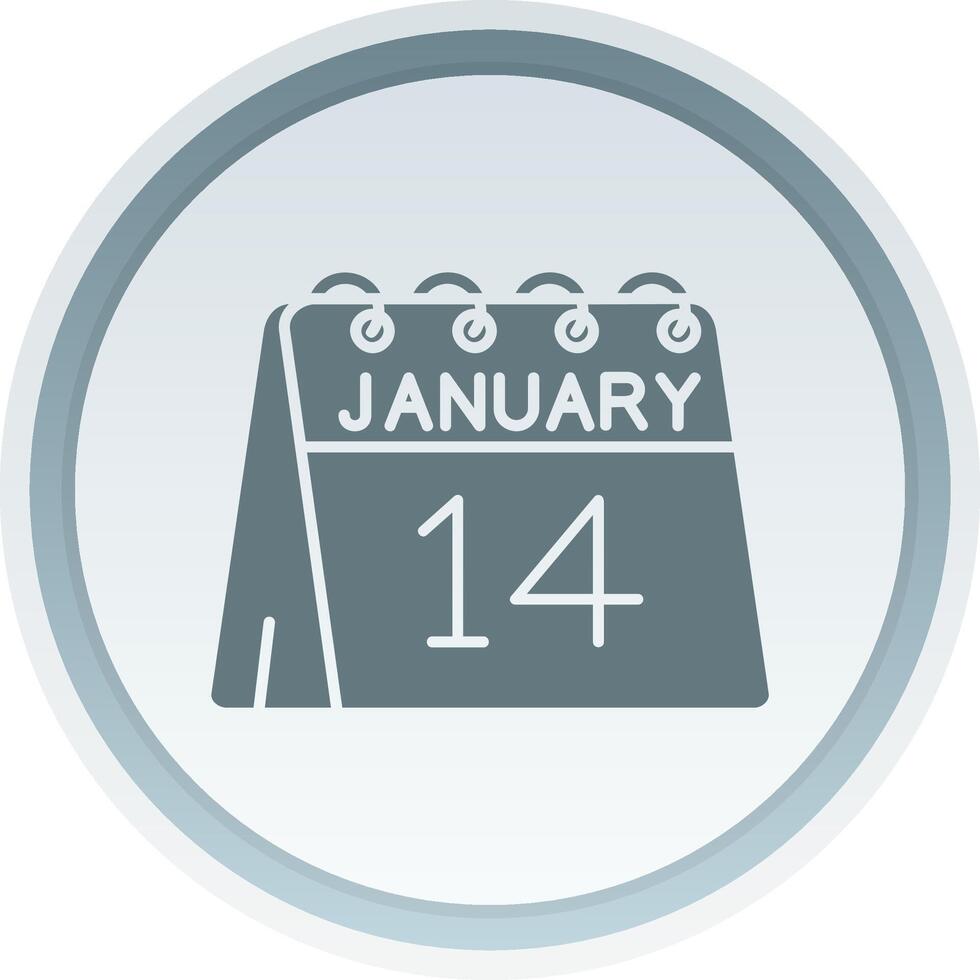 14th of January Solid button Icon vector