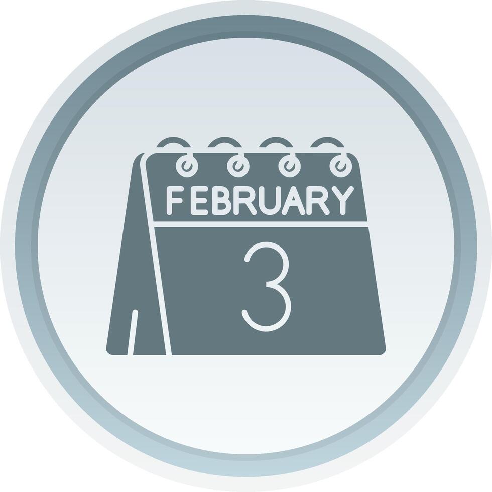 3rd of February Solid button Icon vector