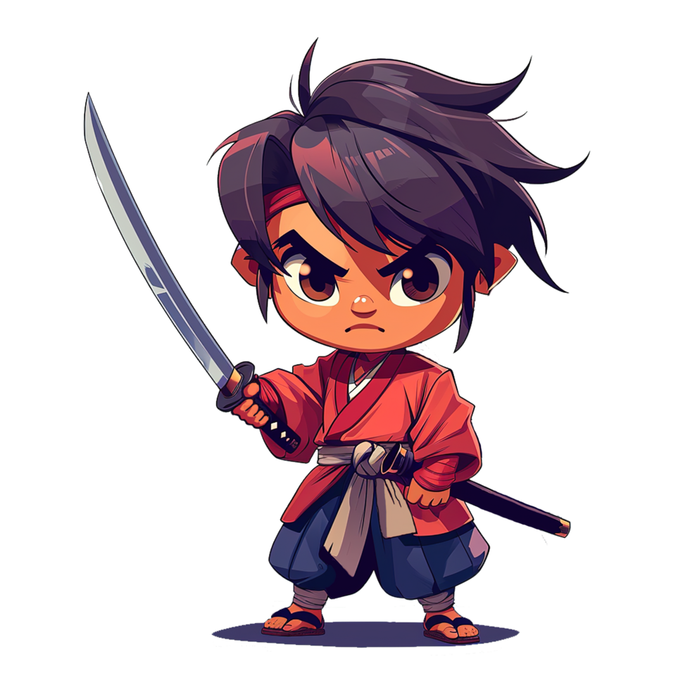 ai gegenereerd kostbaar samurai sprite tekening tee png