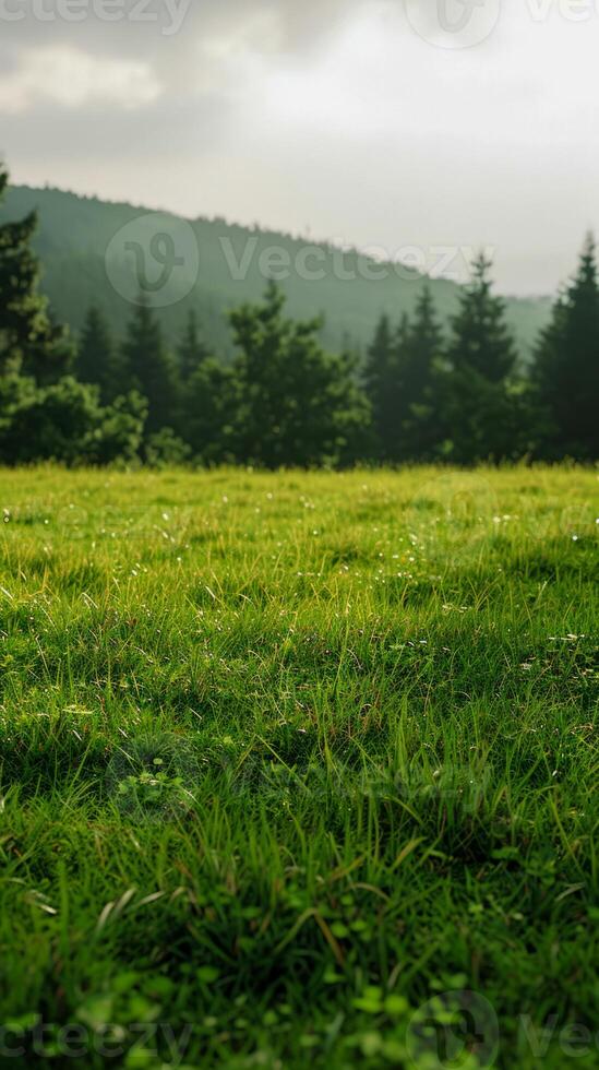 AI generated Smooth grass lands vertical panoramic illustration photo