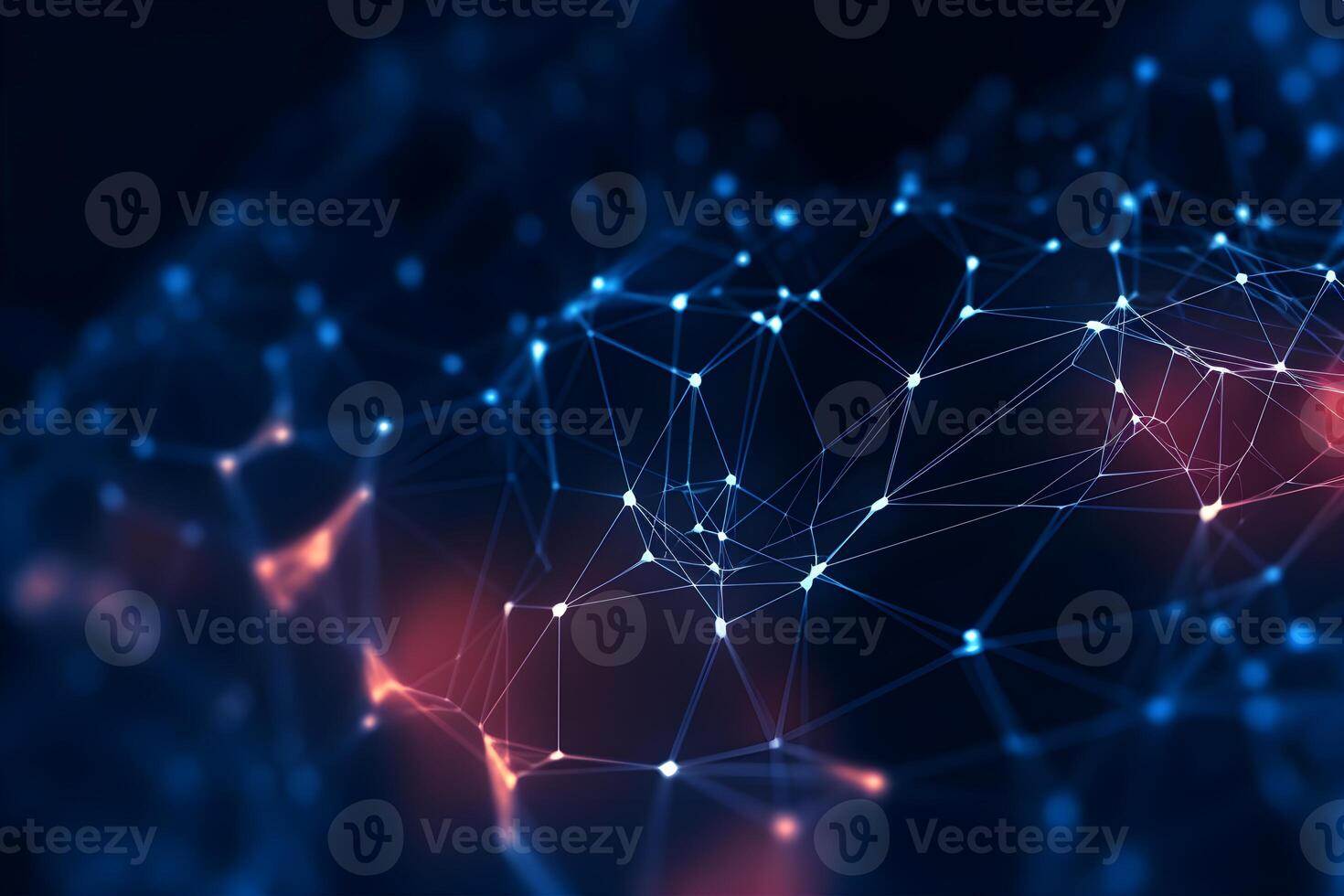 AI generated 3d Rendering Abstract Futuristic Dots and Lines. Computer Geometric Digital Connection Structure. Futuristic Abstract Grid. Design With Plexus. Big Data. Intelligence Artificial. photo