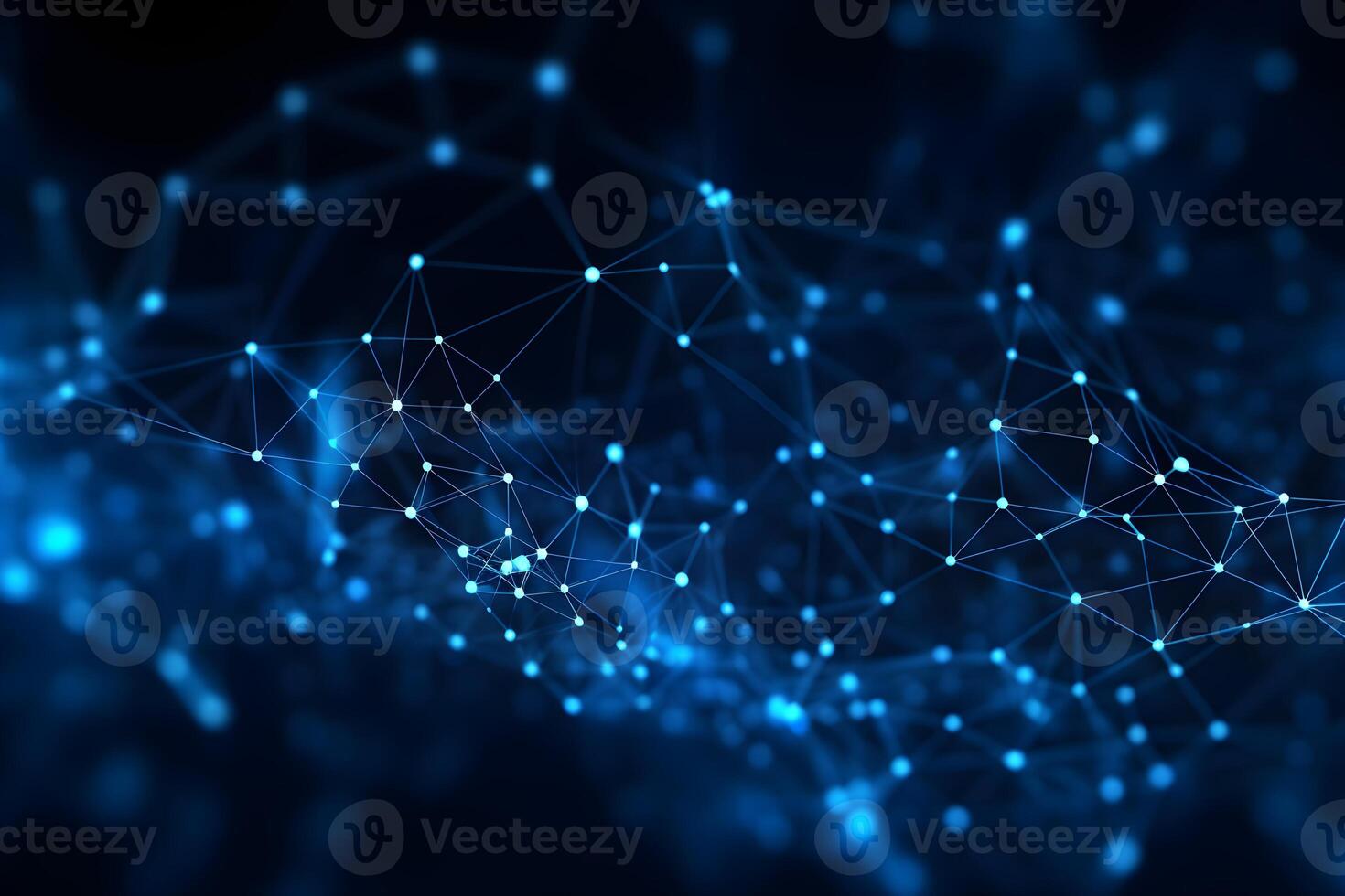 AI generated 3d Rendering Abstract Futuristic Dots and Lines. Computer Geometric Digital Connection Structure. Futuristic Abstract Grid. Design With Plexus. Big Data. Intelligence Artificial. photo