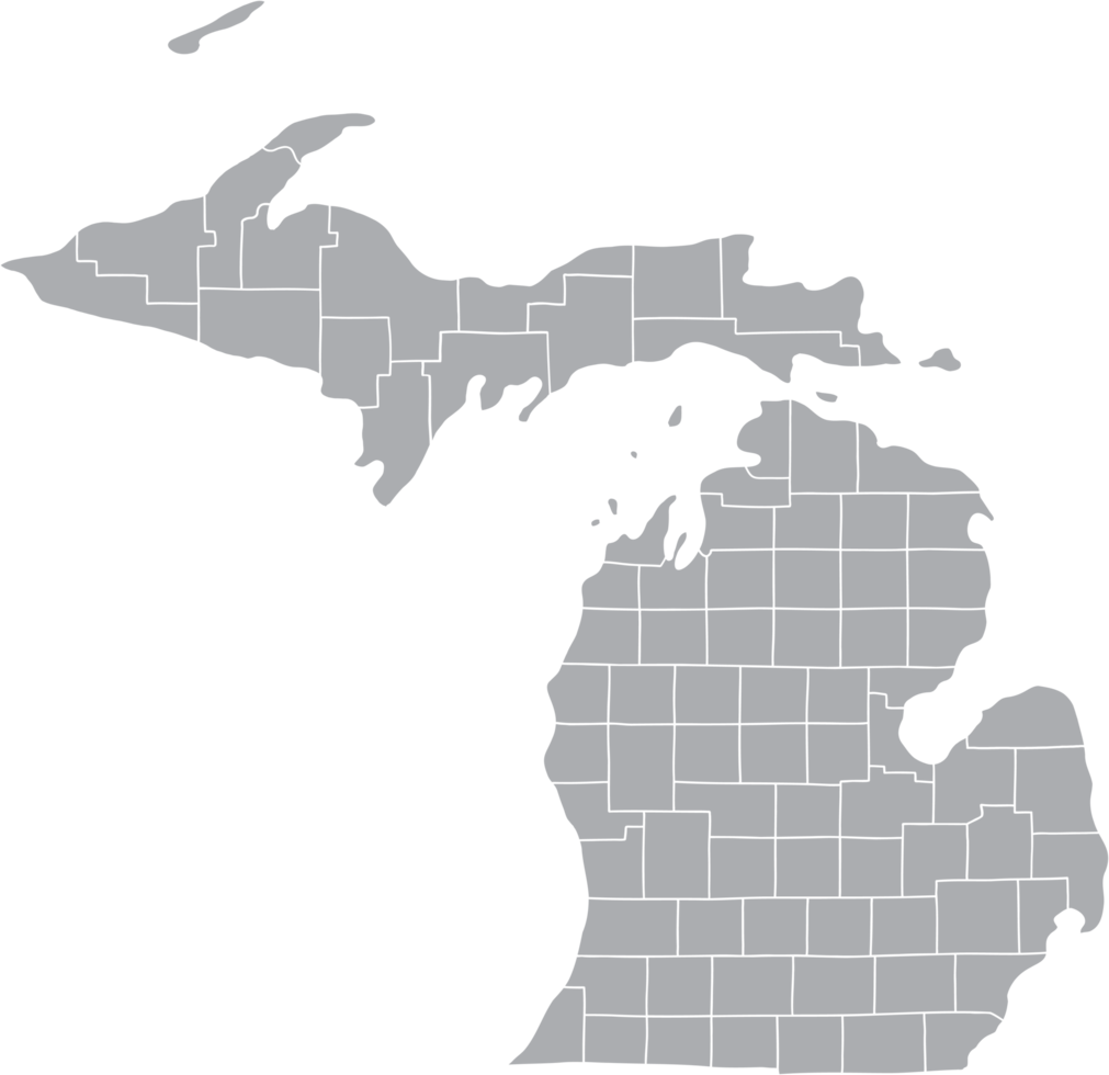 doodle freehand drawing of michigan state map. png