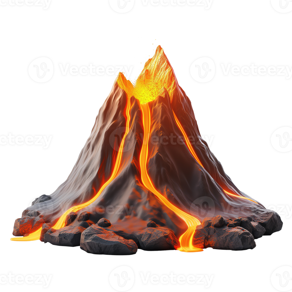 AI generated Volcanic eruption 3d icon isolated on transparent background png