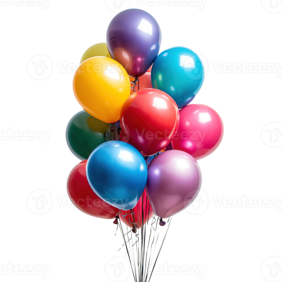 AI generated Colorful balloons bunch isolated on transparent background png