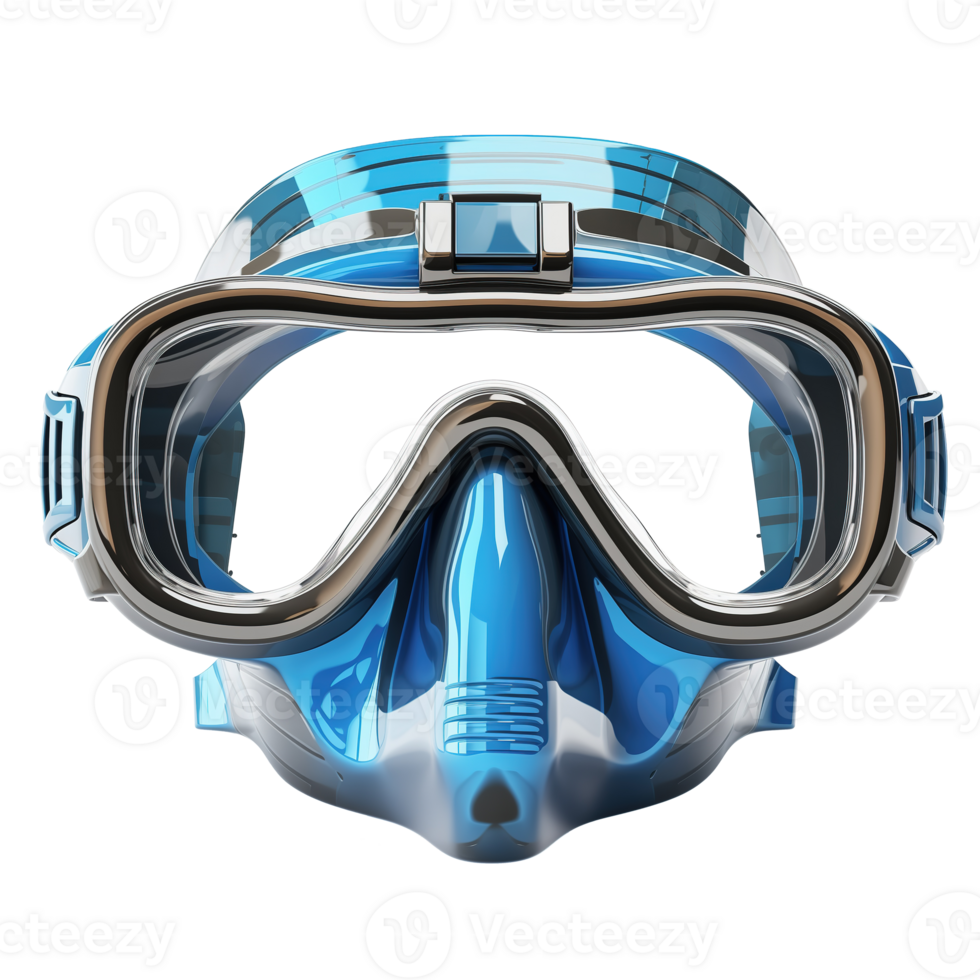 AI generated Blue diving mask isolated on transparent background png