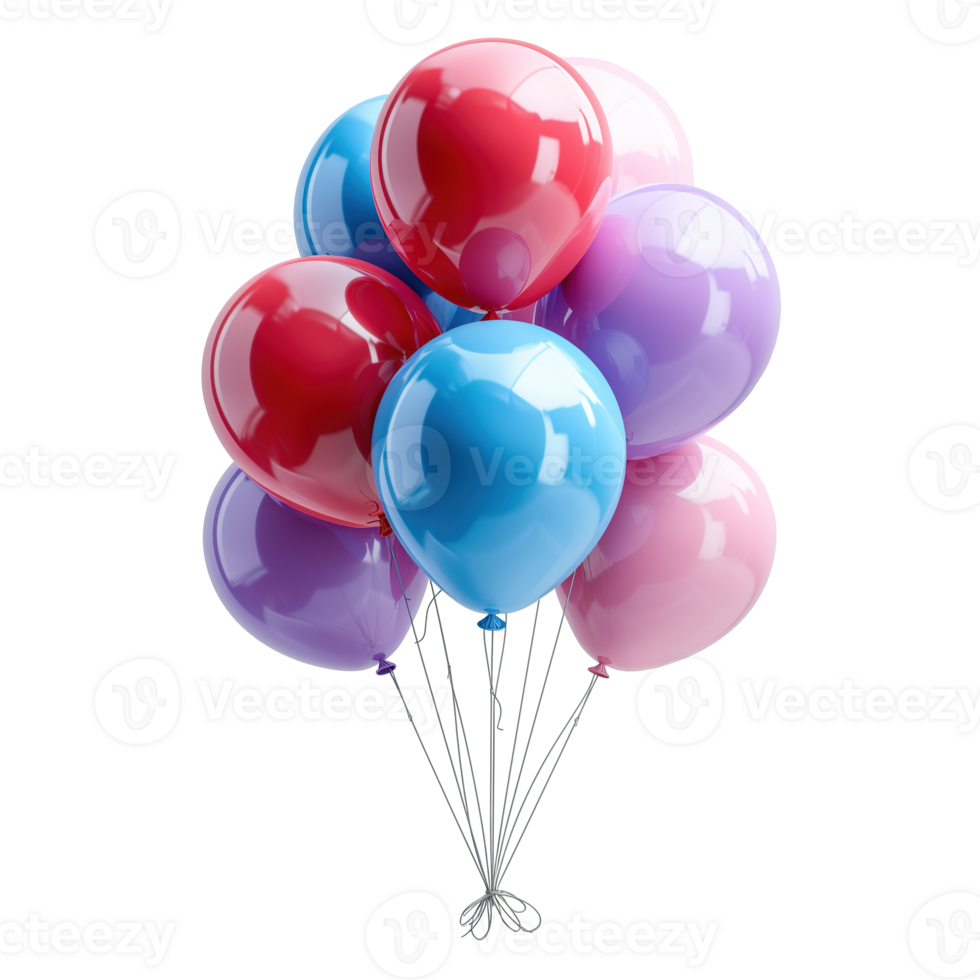 AI generated Colorful balloons bunch isolated on transparent background png