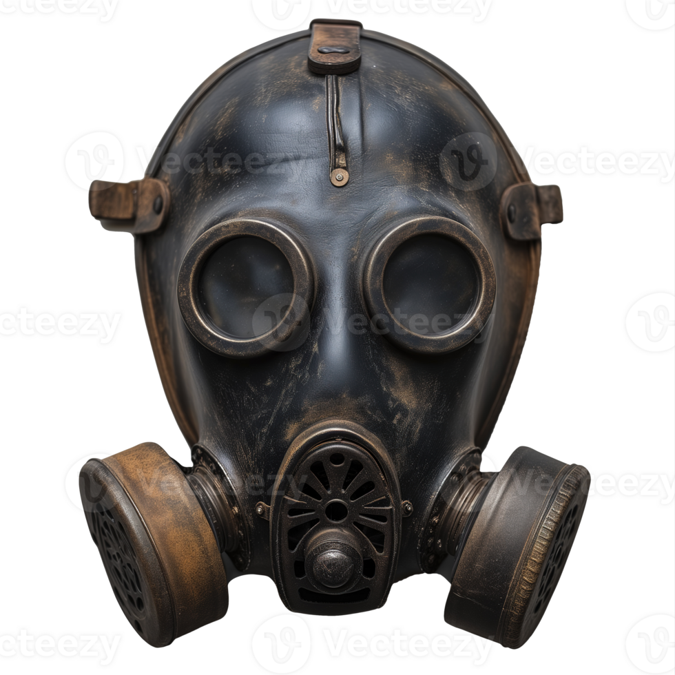 AI generated Vintage gas mask isolated on transparent background with clipping path png