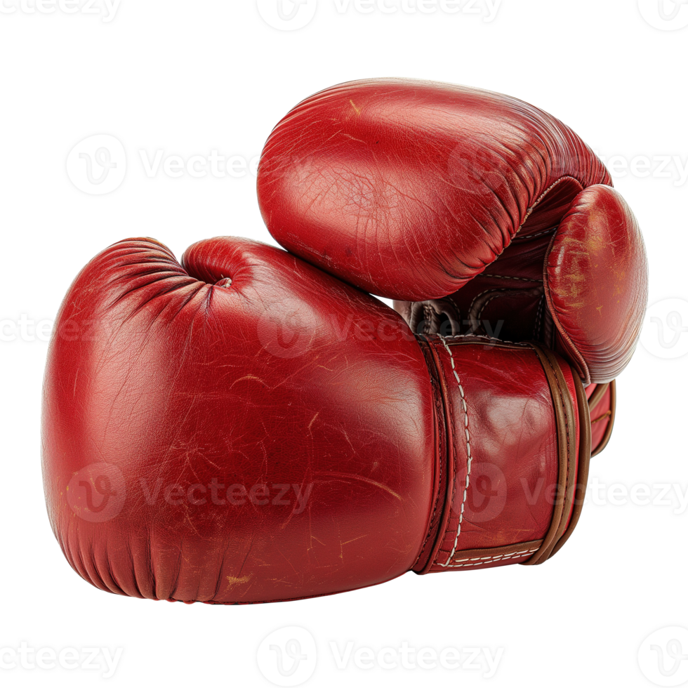 AI generated Red leather boxing gloves isolated on transparent background png