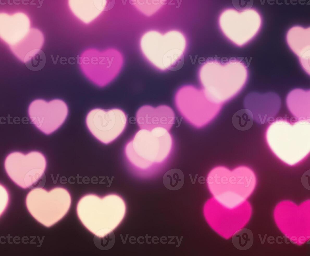 Blurred abstract background with bokeh hearts for valentines day. photo