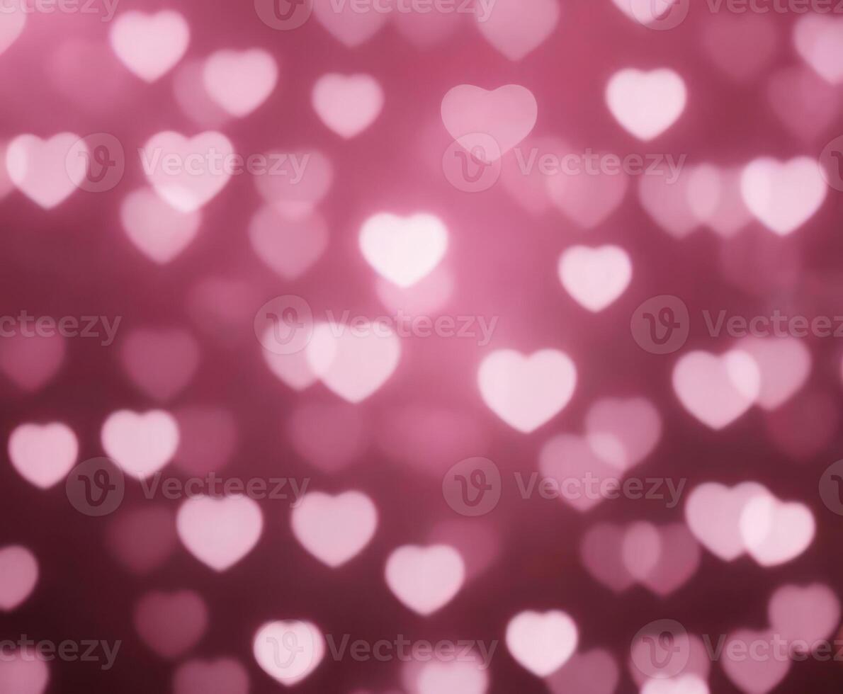 Blurred abstract background with bokeh hearts for valentines day. photo