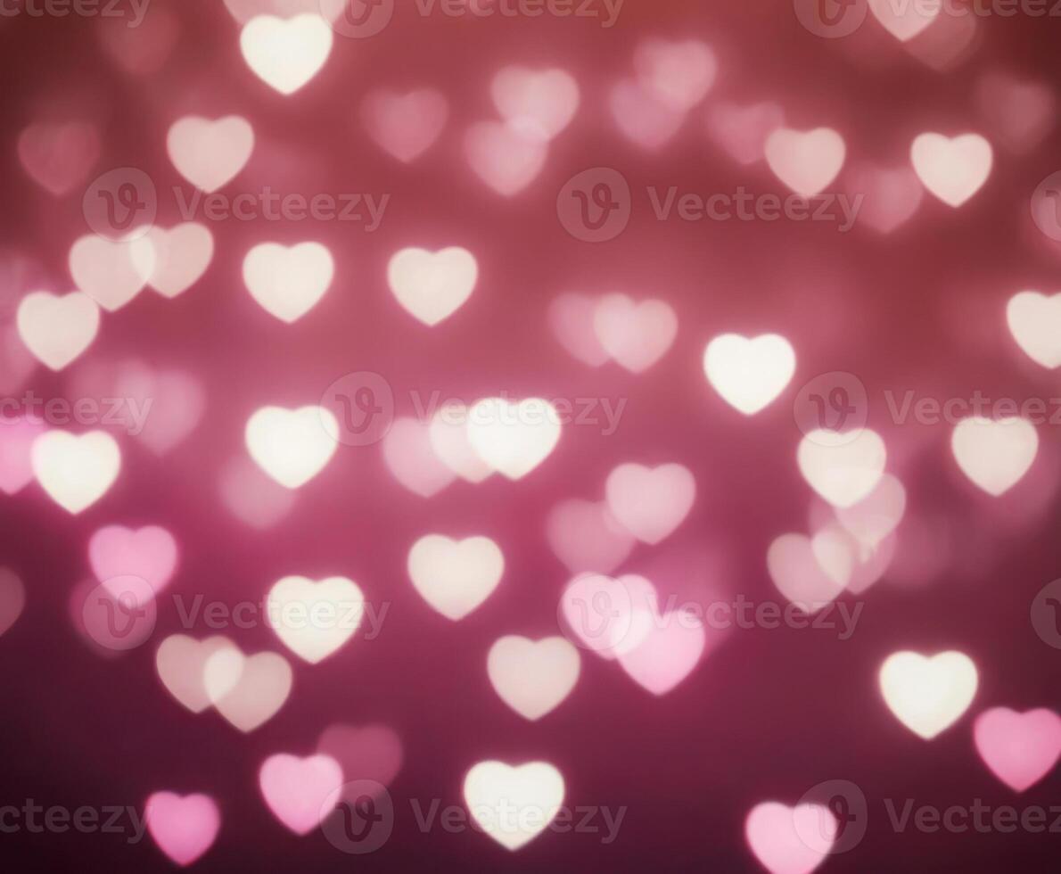 Wedding Pink Blurred abstract background with cute bokeh hearts. photo