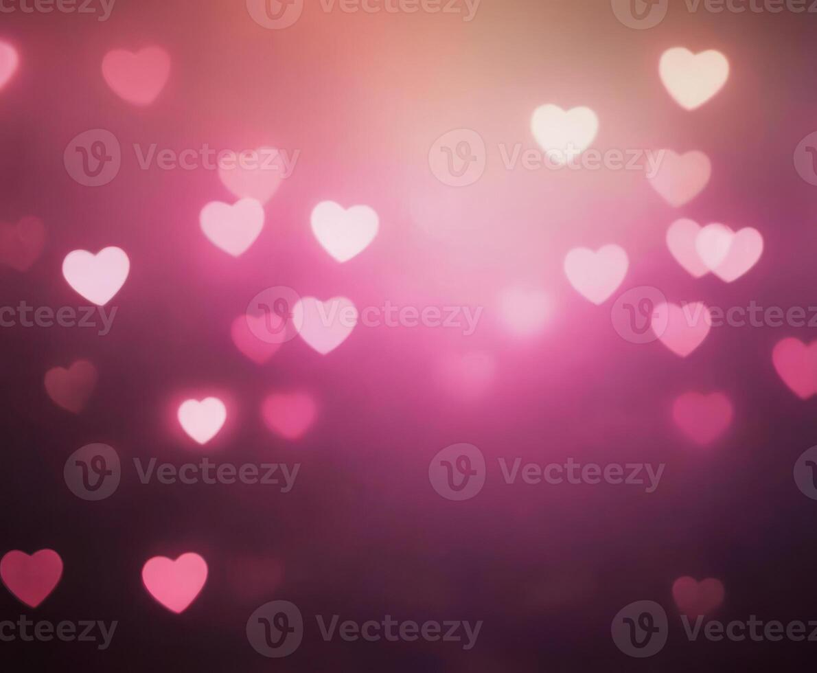 Pink Blurred Abstract Background with Cute Hearts Bokeh for Valentines Day photo
