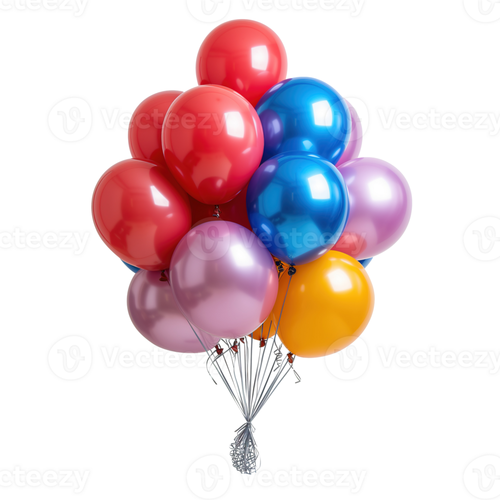 AI generated Colorful balloons bunch isolated on transparent background png