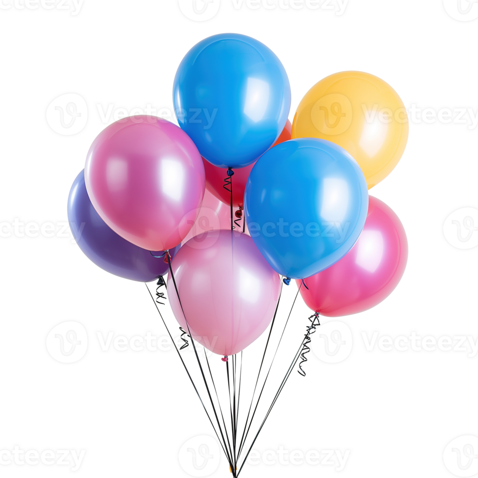 AI generated Colorful balloons bunch isolated on transparent background png