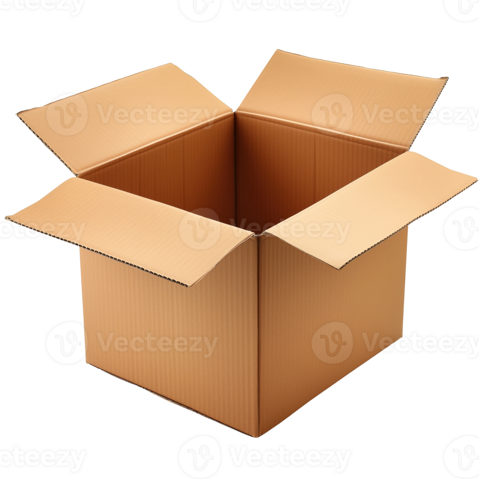AI generated Open cardboard box isolated on transparent background png