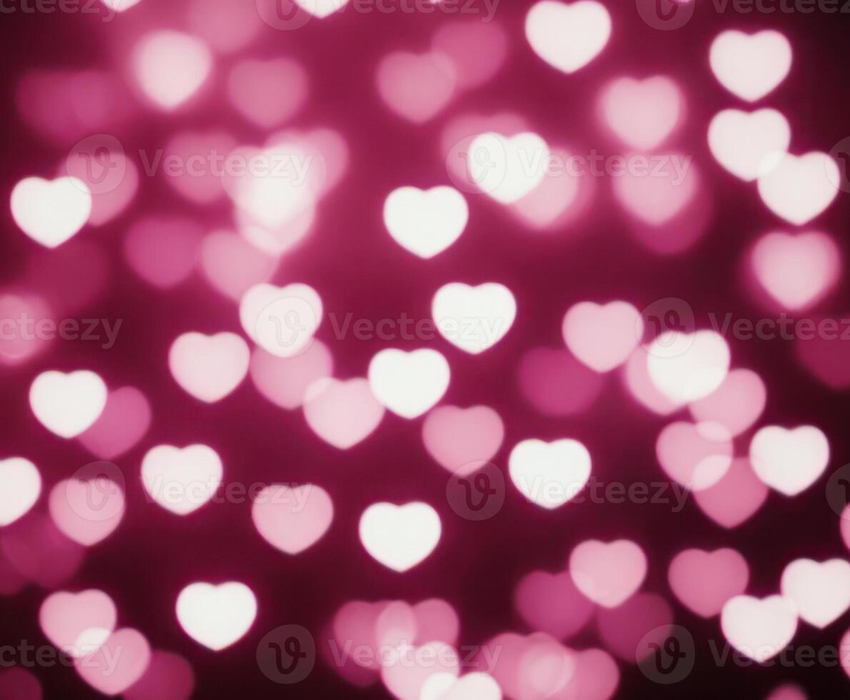 Pink blurred abstract background with cute bokeh hearts for mothers day. photo
