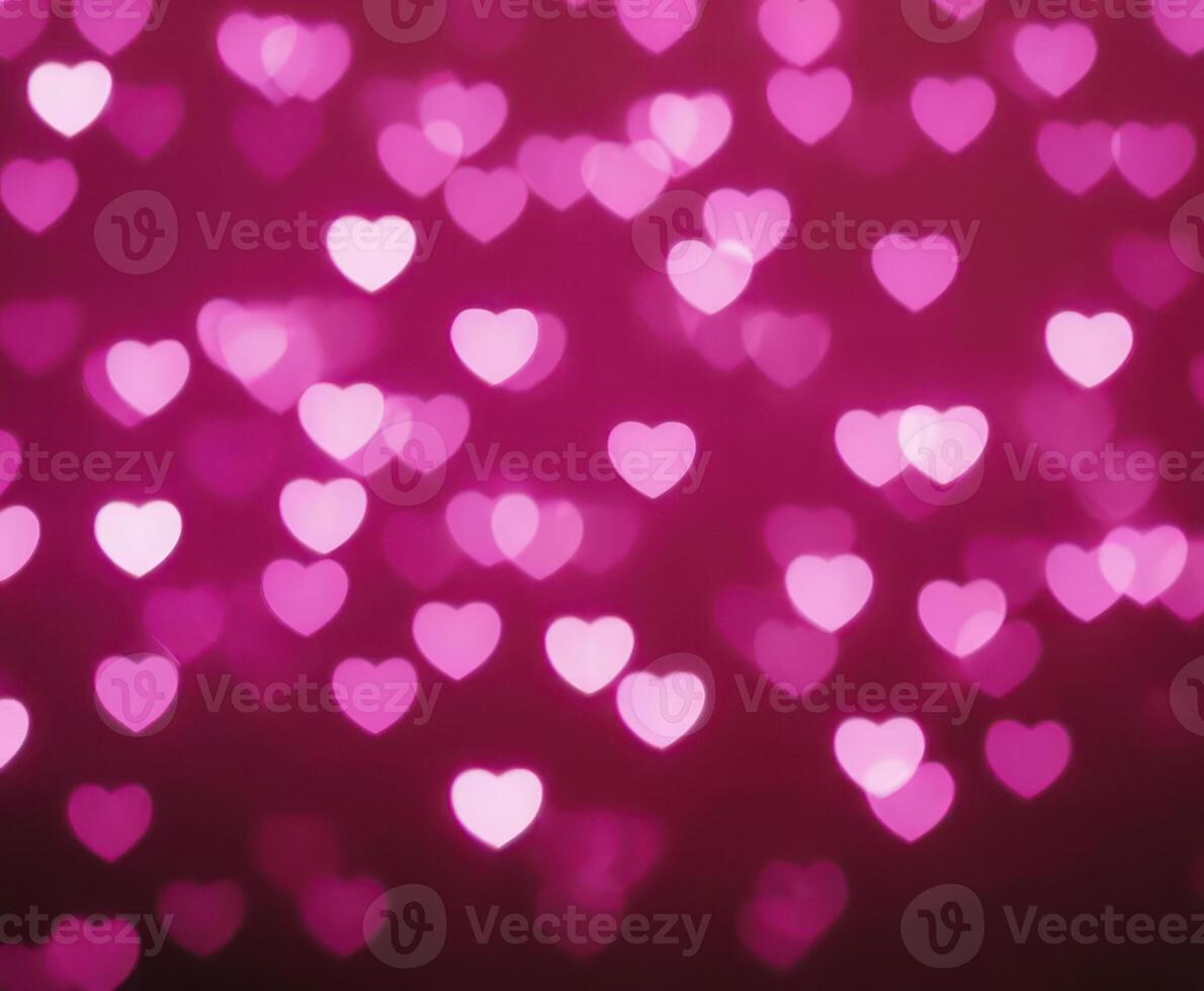 Pink blurry abstract background with cute bokeh hearts for March 8. photo