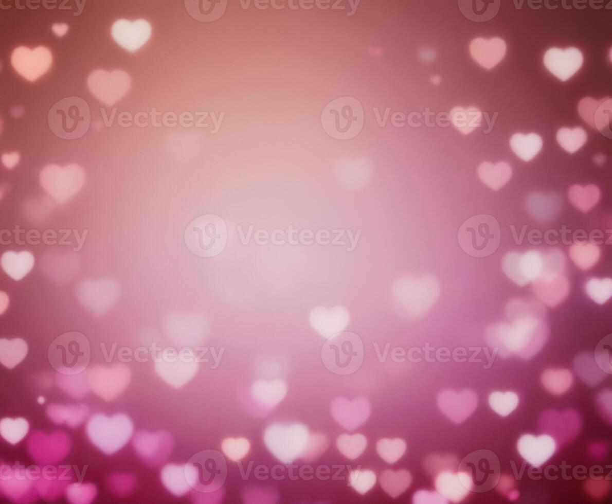 Pink Blurred Abstract Background with Cute Hearts Bokeh for Valentines Day photo